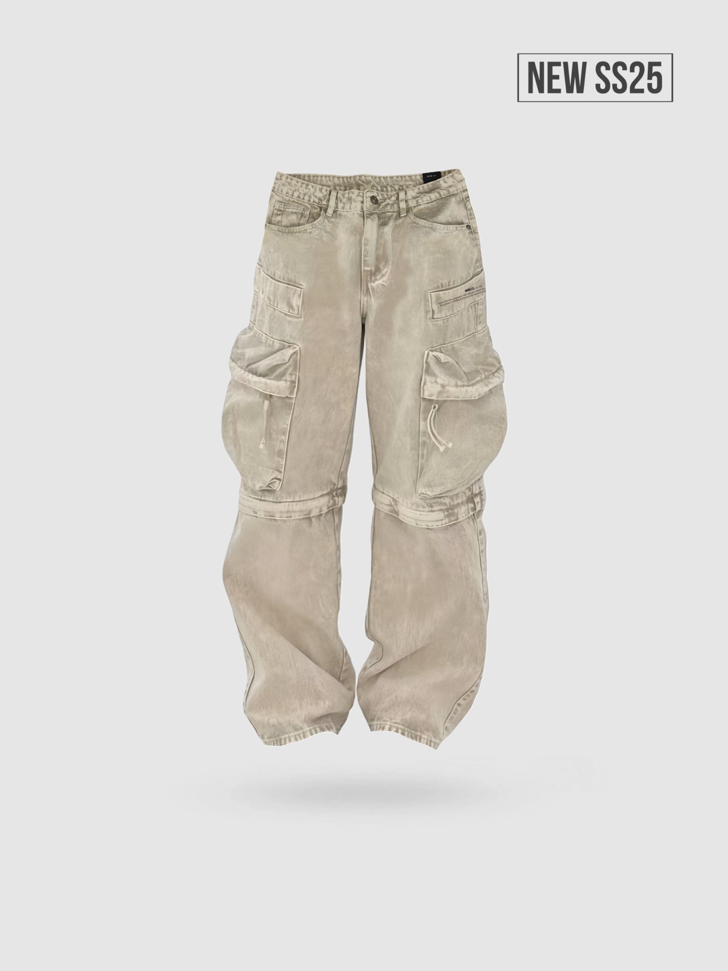 WORDLESS WASHED DENIM POCKETS CARGO