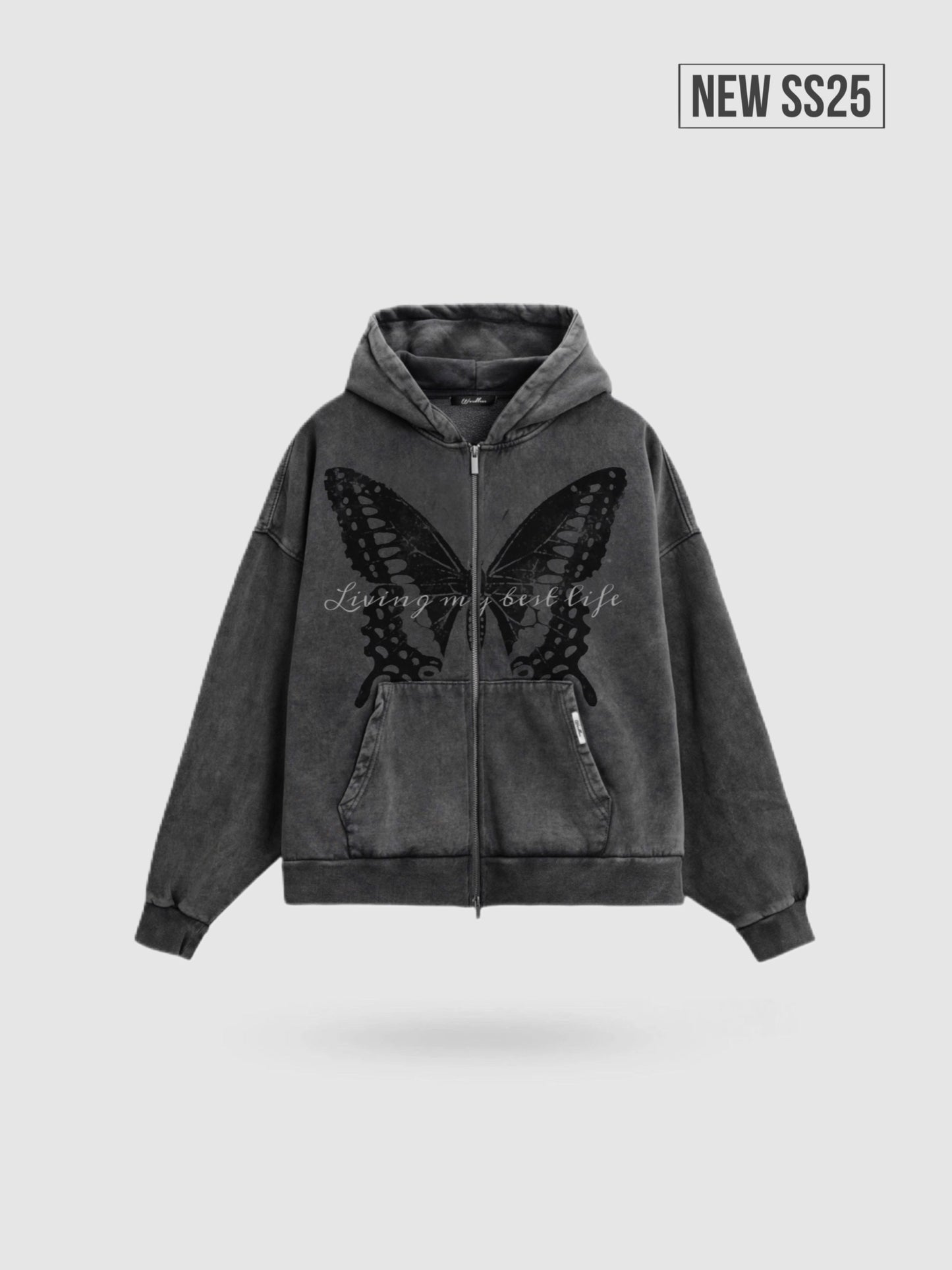 WORDLESS BUTTERFLY WASH ZIP HOODY 400