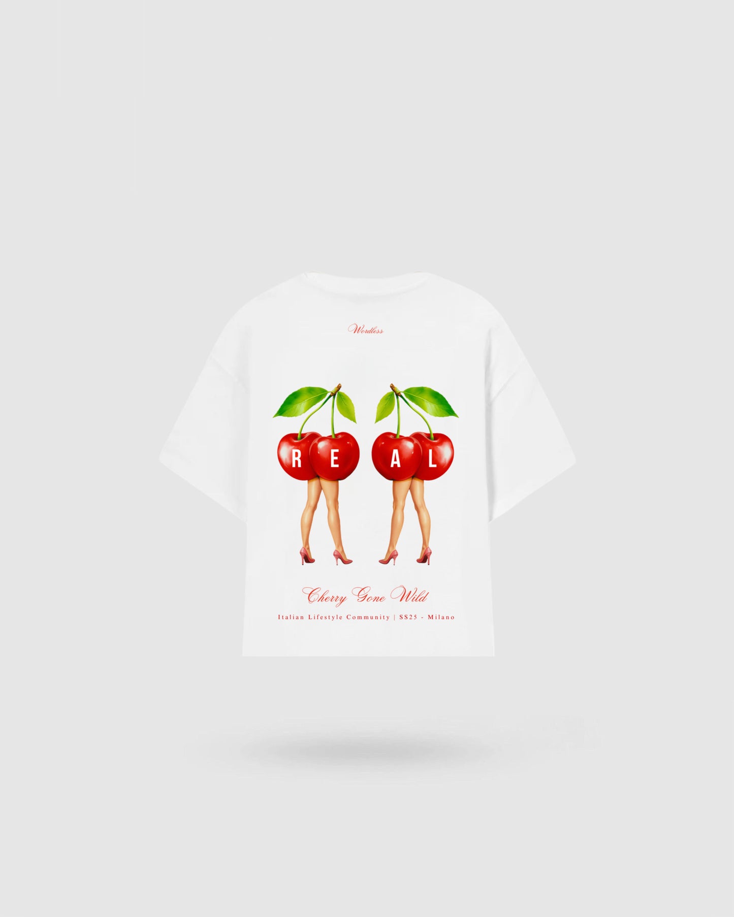 WORDLESS WILD CHERRY BOXY TEE 300