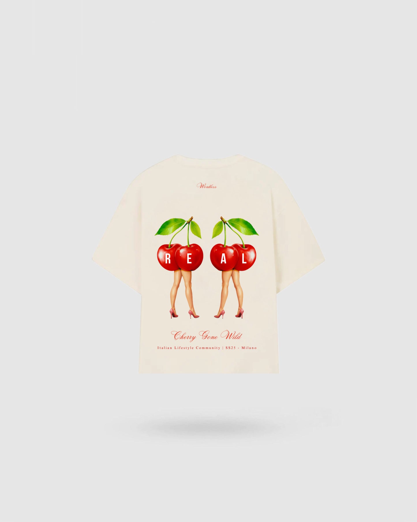 WORDLESS WILD CHERRY BOXY TEE 300