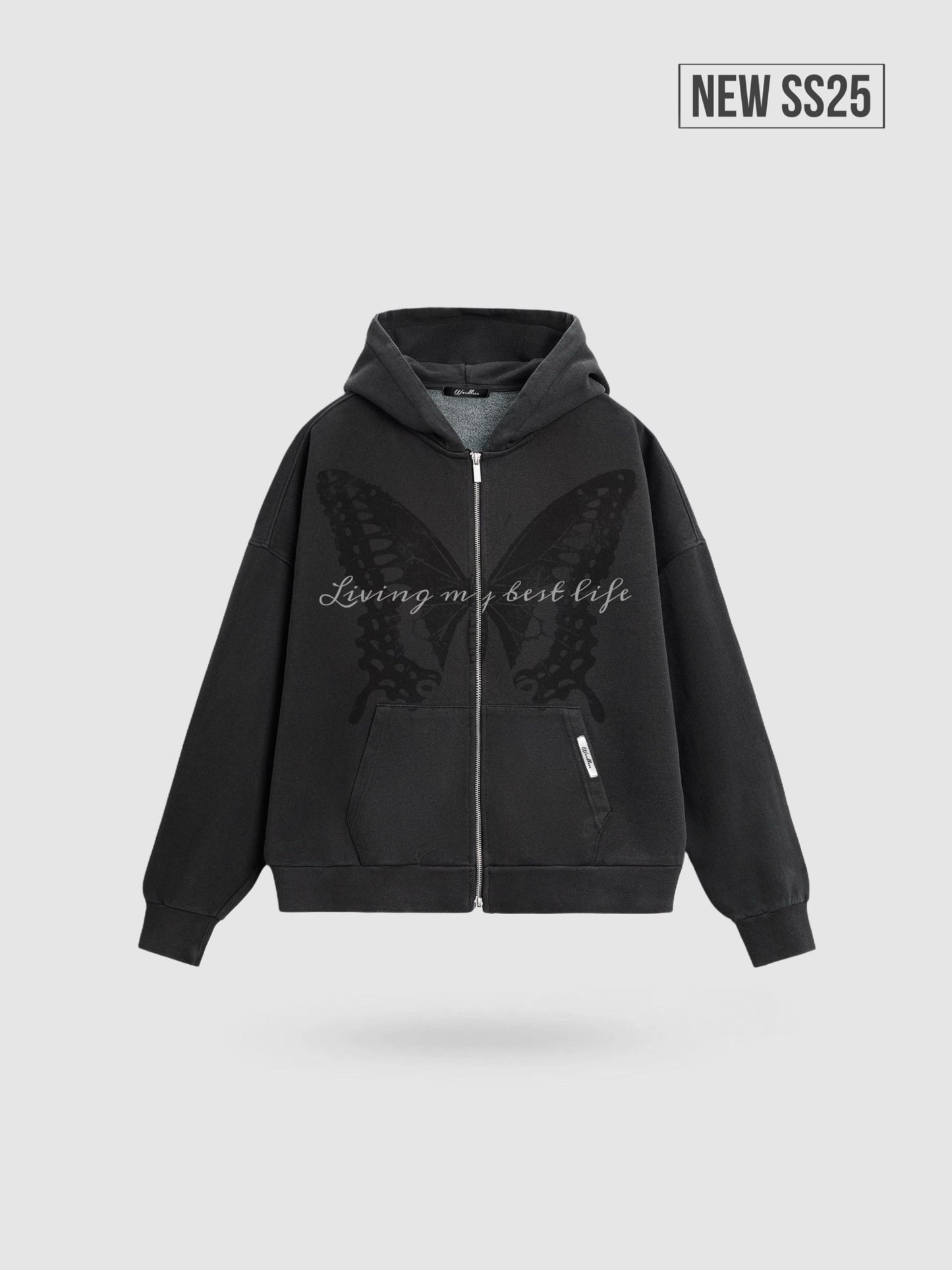 WORDLESS BUTTERFLY WASH ZIP HOODY 400