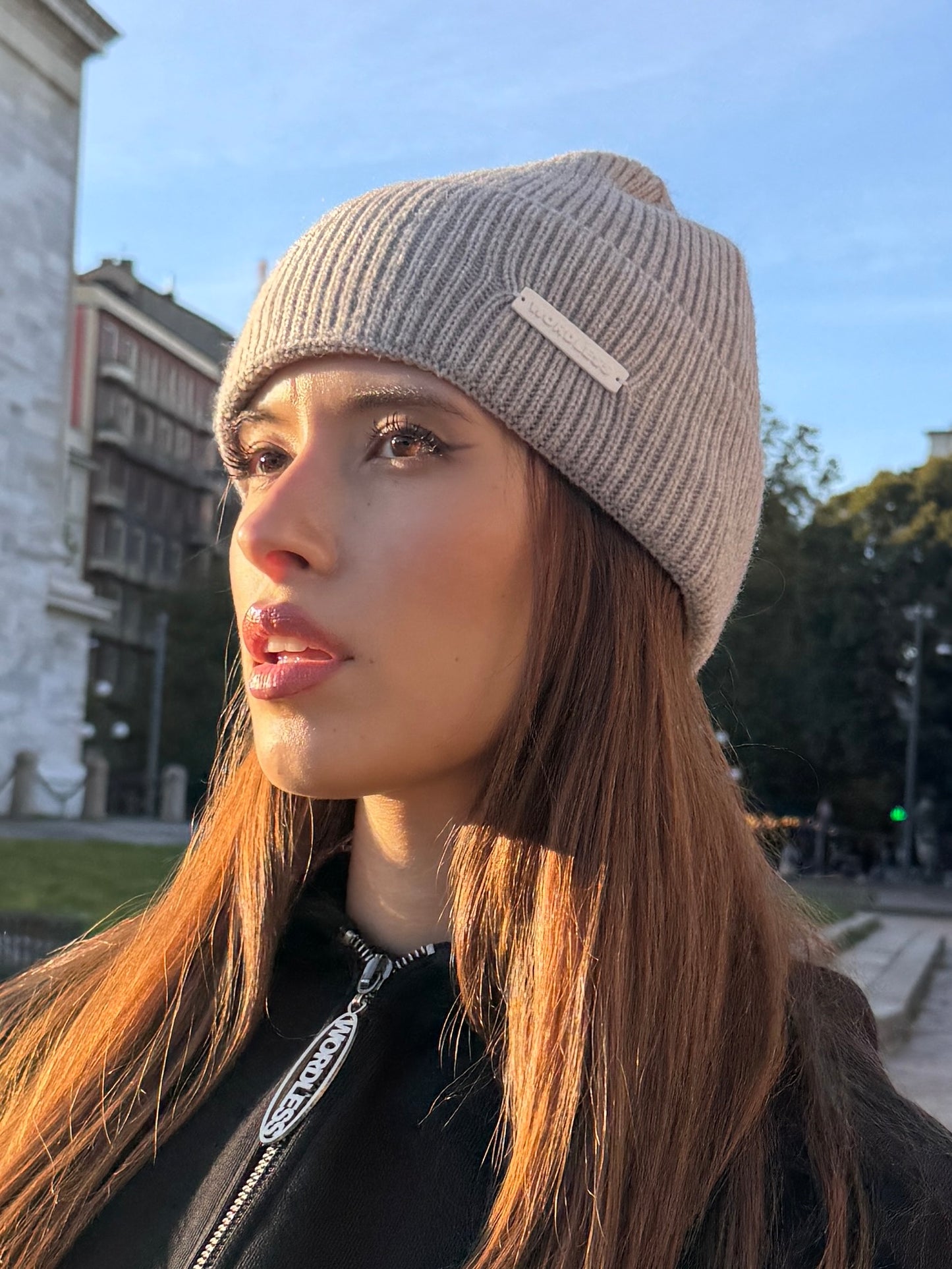 WORDLESS PARIS Ribbed Beanie