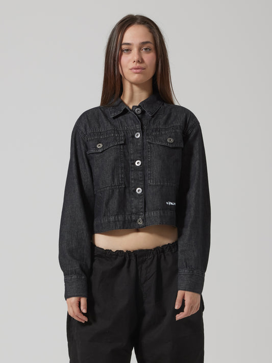 WORDLESS LADIES SHORT OVERSIZED DENIM JACKET