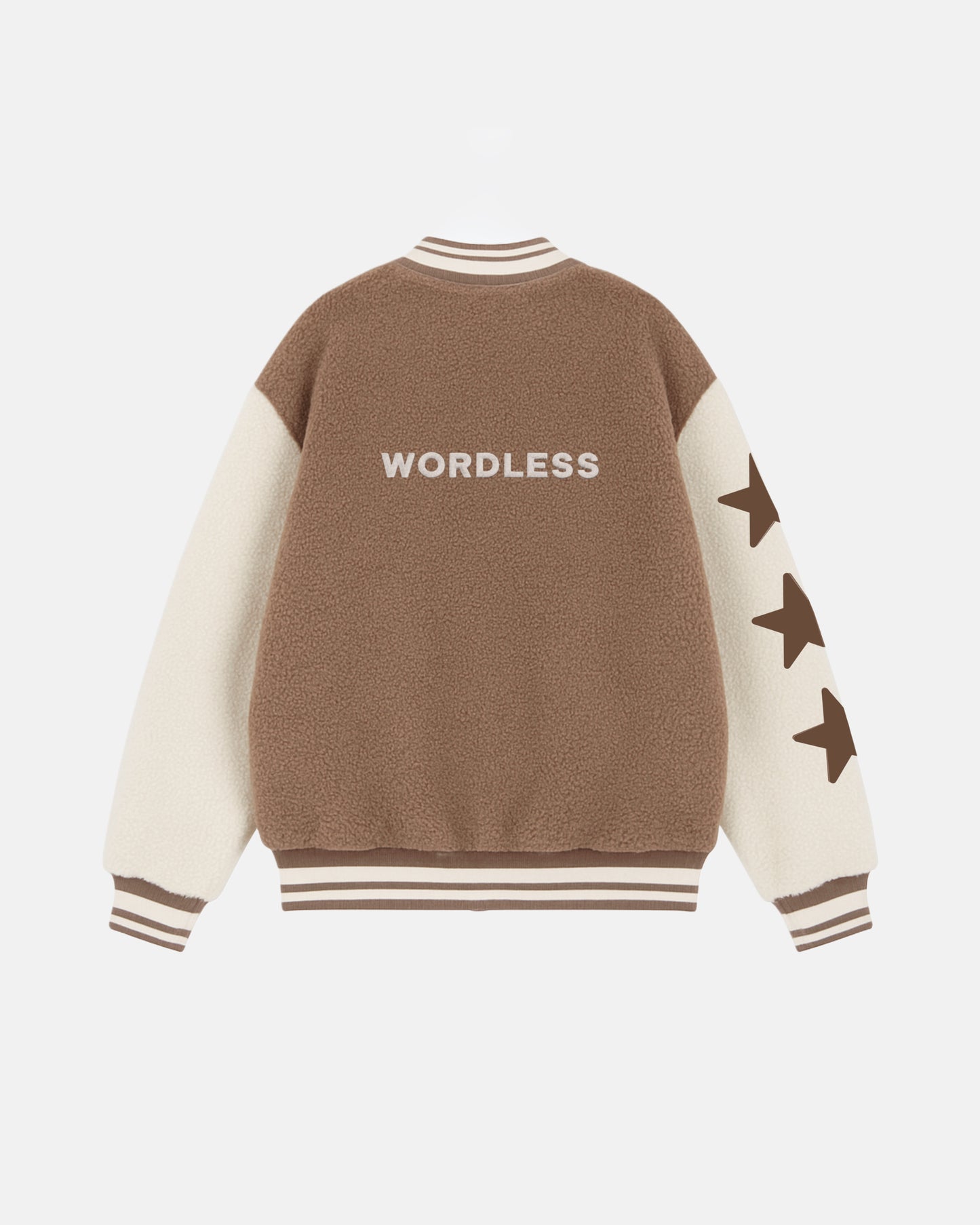 WORDLESS ICONIC TEDDY VARSITY JACKET