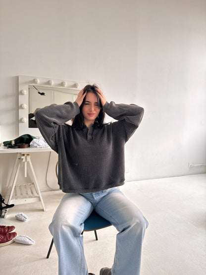 WORDLESS Rib Cropped Knit Longsleeve