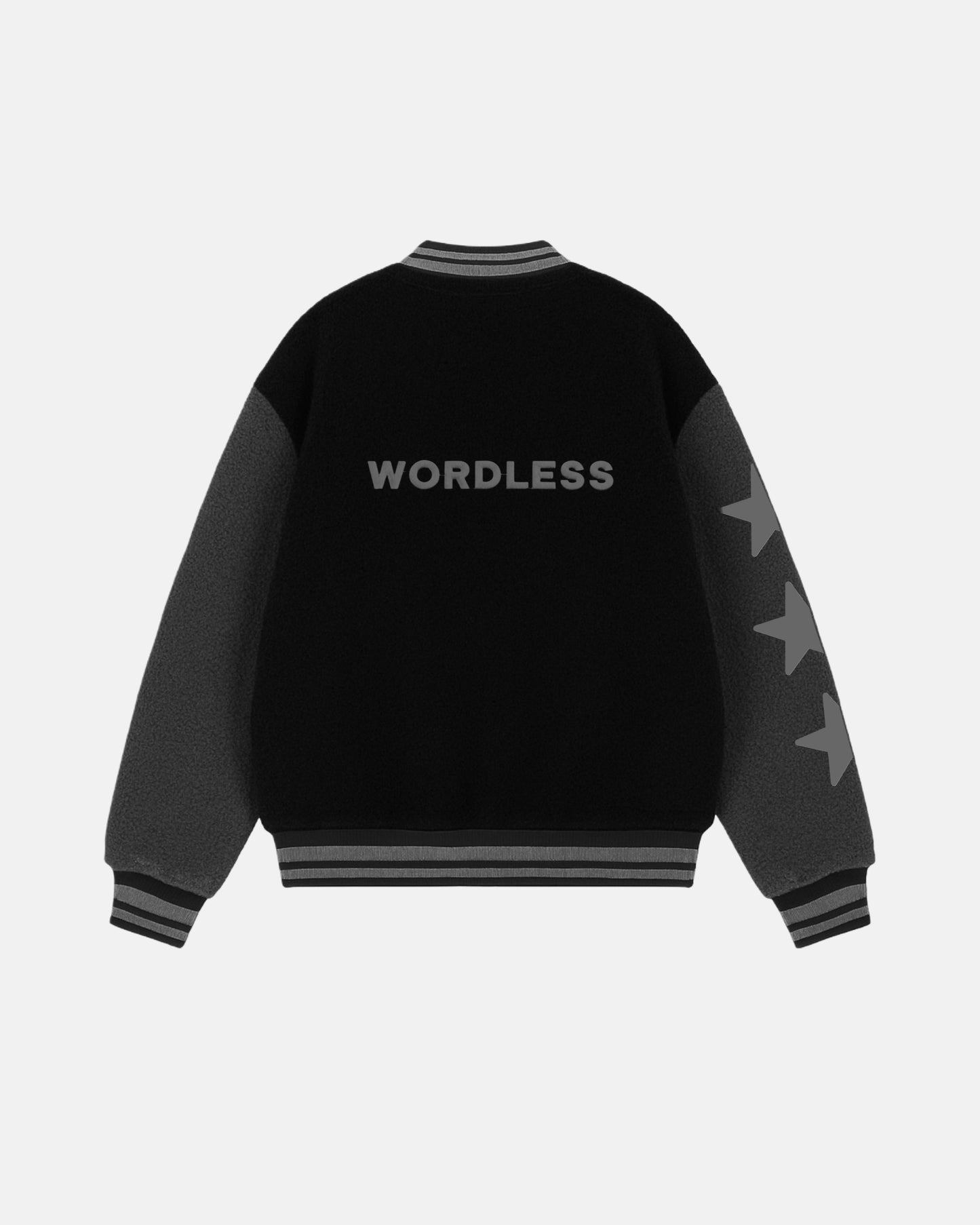 WORDLESS ICONIC TEDDY VARSITY JACKET
