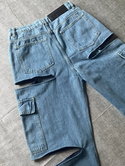 WORDLESS GIRL CARGO DENIM SIDE CUTS