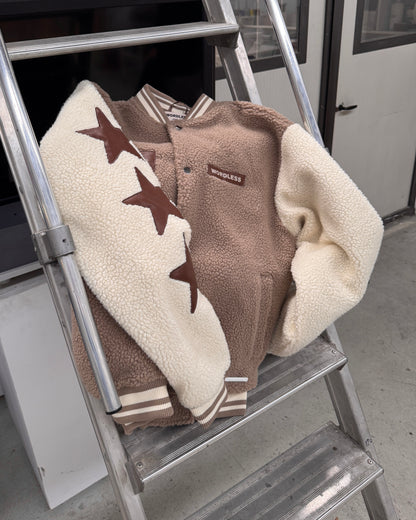 WORDLESS ICONIC TEDDY VARSITY JACKET