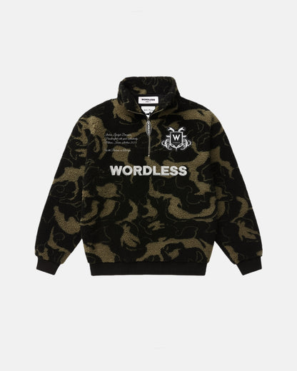 WORDLESS ICONIC TEDDY HALF ZIP PULLOVER