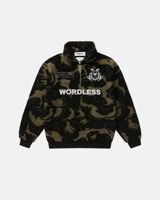 WORDLESS ICONIC TEDDY HALF ZIP PULLOVER