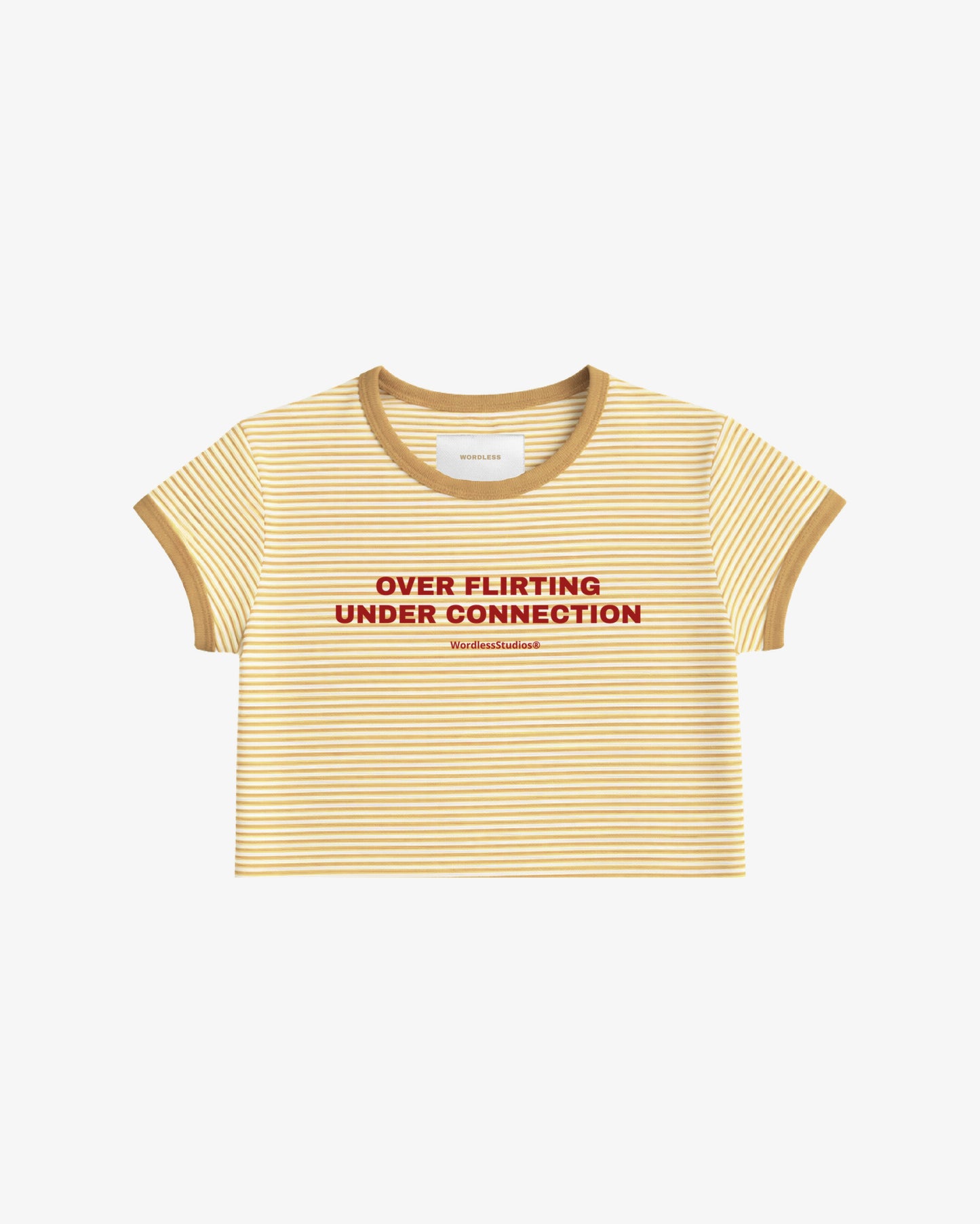 WORDLESS LADIES Flirting Striped Cropped Tee