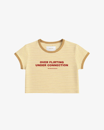 WORDLESS LADIES Flirting Striped Cropped Tee