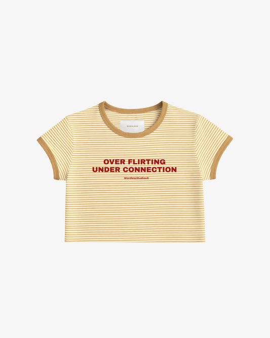 WORDLESS LADIES Flirting Striped Cropped Tee