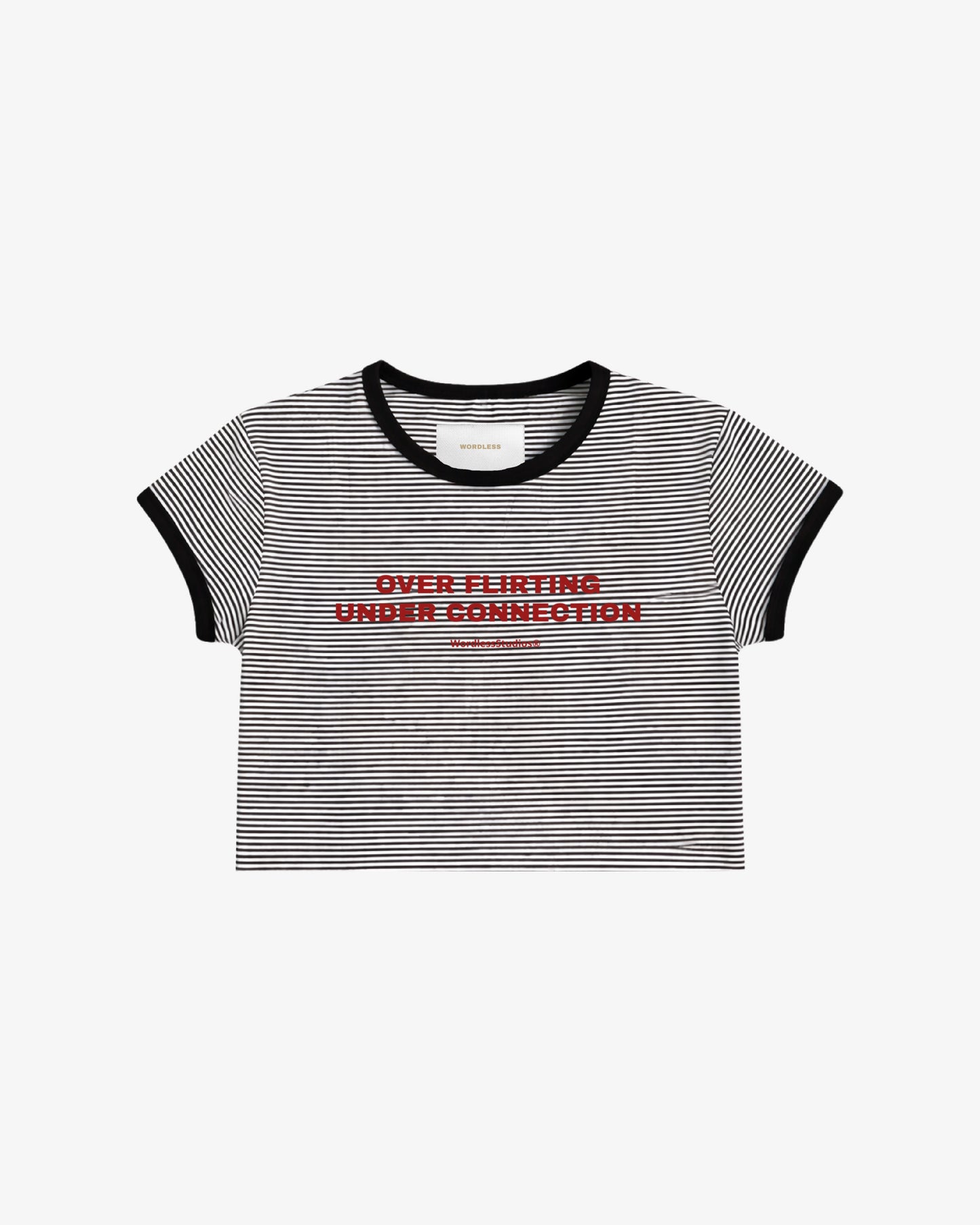 WORDLESS LADIES Flirting Striped Cropped Tee