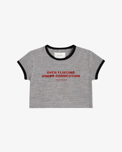 WORDLESS LADIES Flirting Striped Cropped Tee