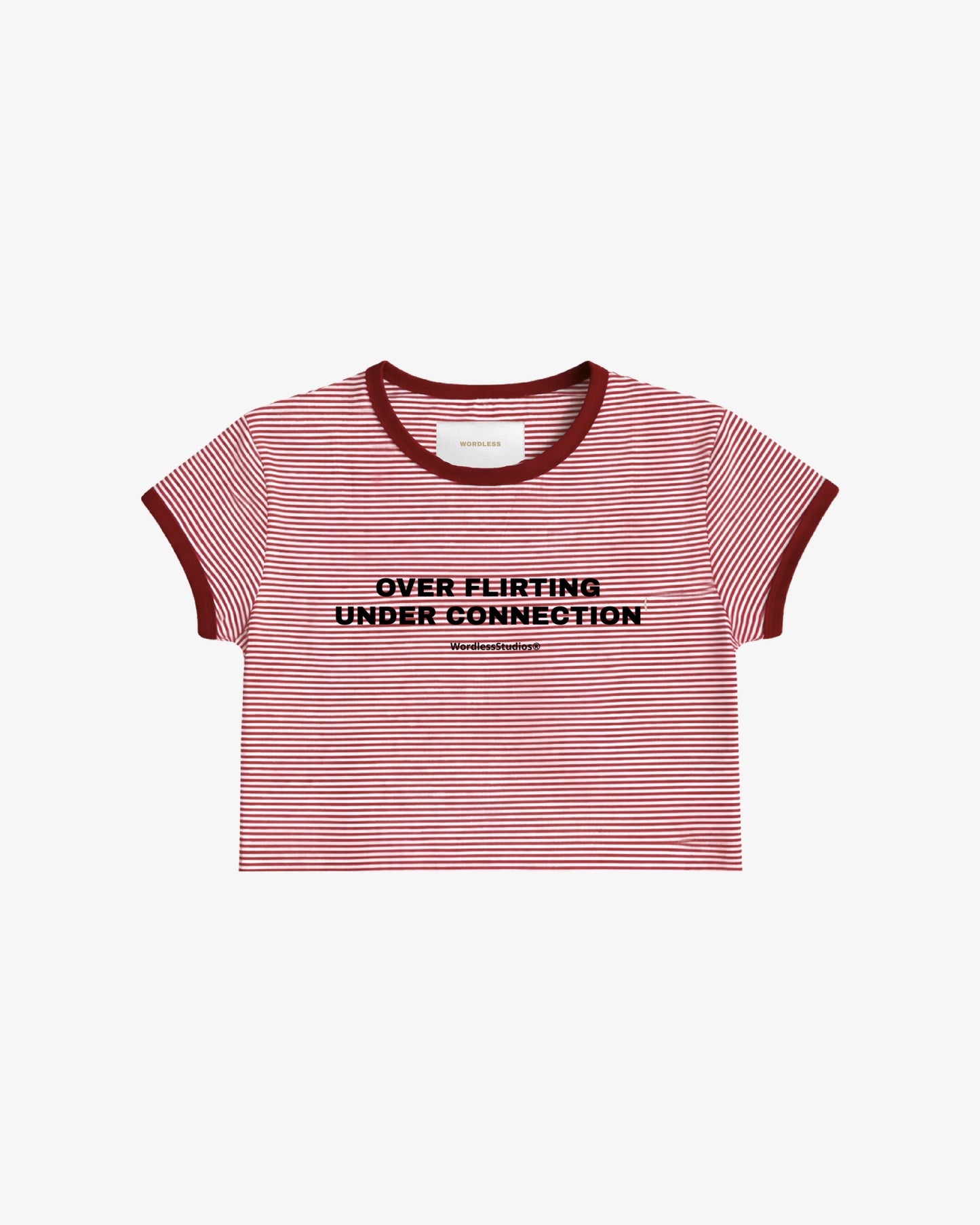 WORDLESS LADIES Flirting Striped Cropped Tee