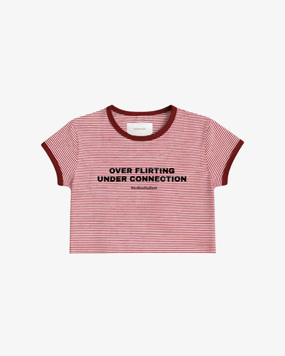 WORDLESS LADIES Flirting Striped Cropped Tee