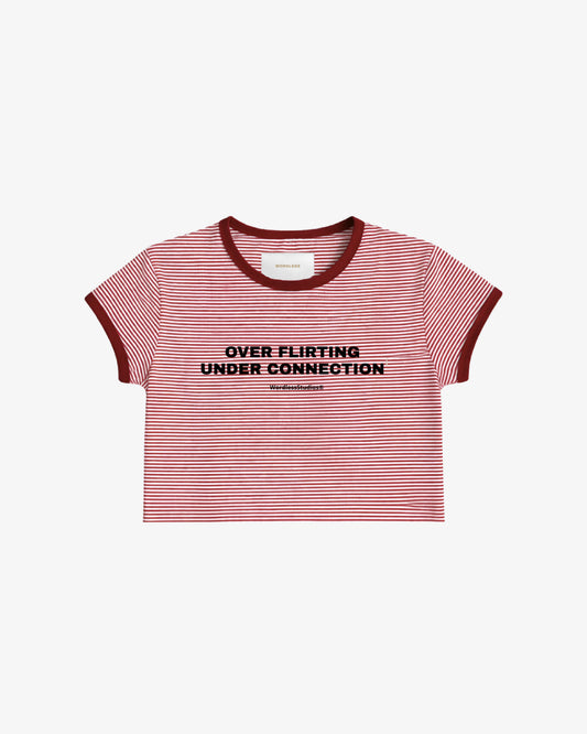 WORDLESS LADIES Flirting Striped Cropped Tee