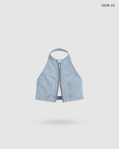 WORDLESS WOMAN'S DENIM ZIP TOP SS25
