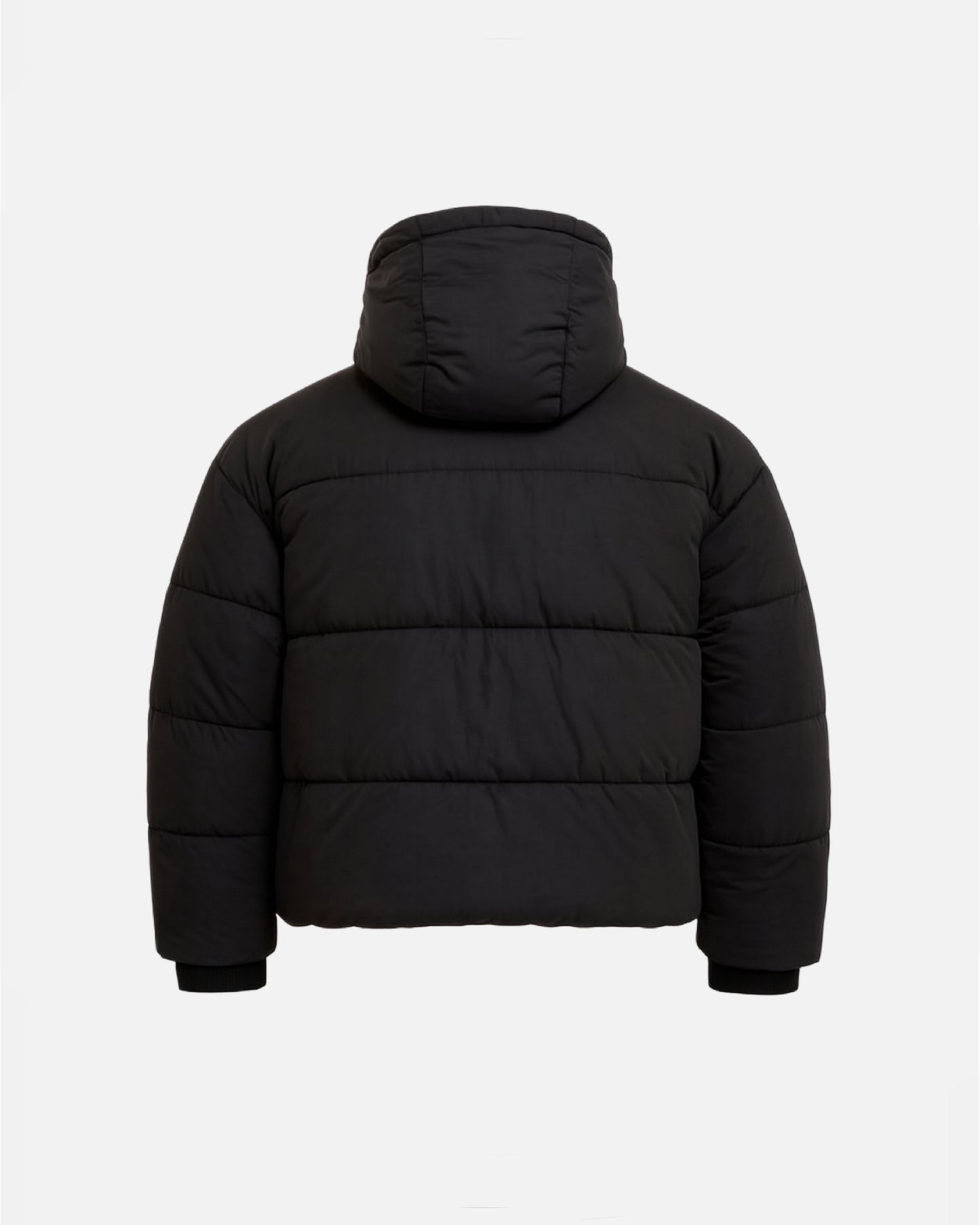 WORDLESS HOODED PUFFER JACKET WITH FLAP