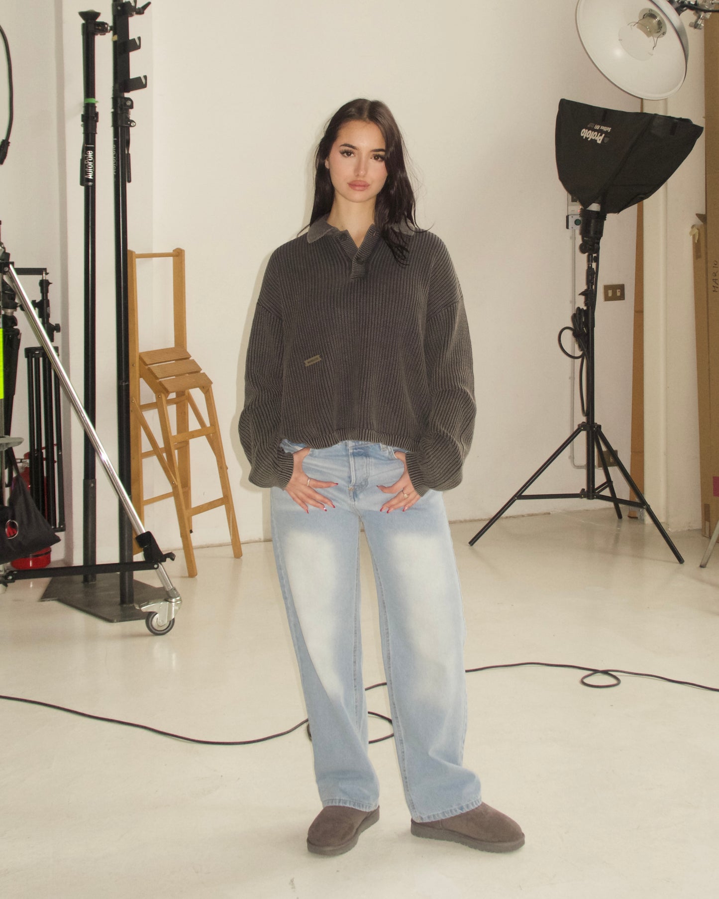 WORDLESS Rib Cropped Knit Longsleeve