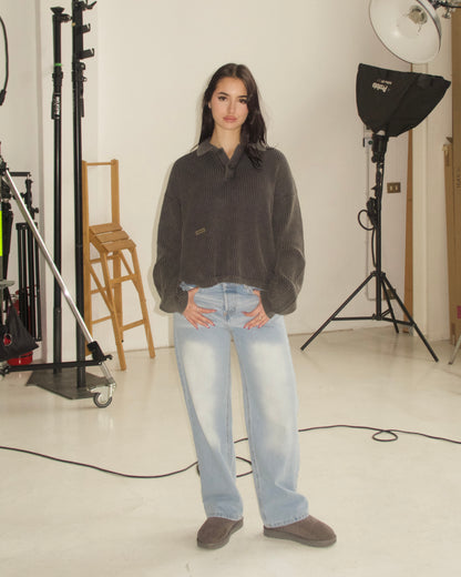 WORDLESS Rib Cropped Knit Longsleeve