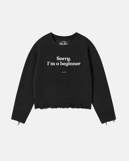 WORDLESS “I'M SORRY”DISTRESSED SWEATER FW24