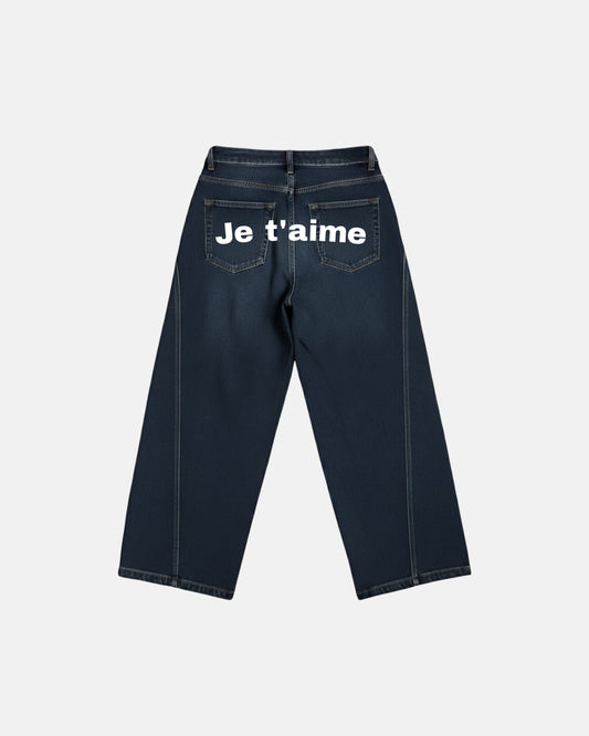 WORDLESS PARIS Women's Je T'Aime Denim Baggy Pants