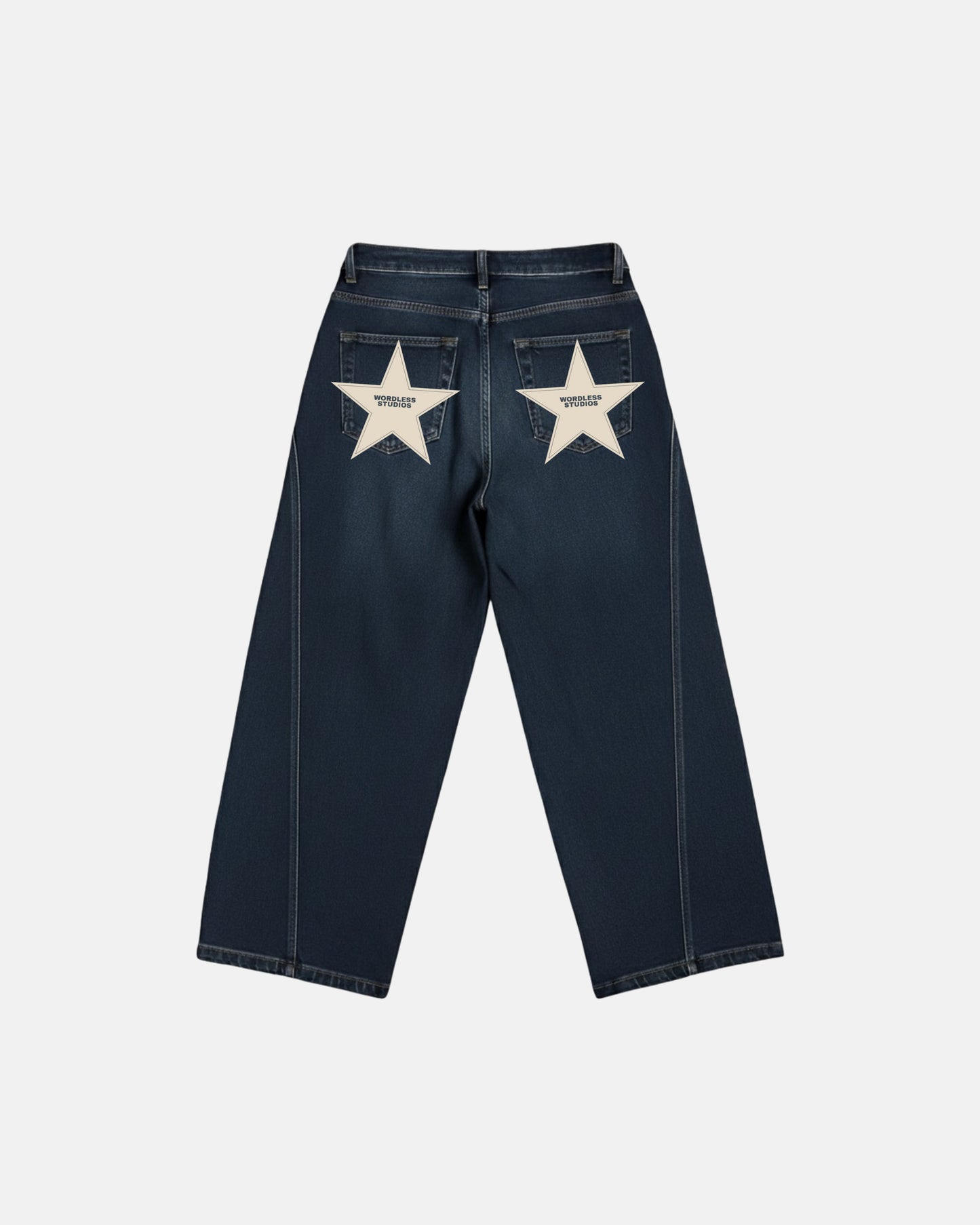 WORDLESS PARIS Women's Stars Denim Baggy Pants