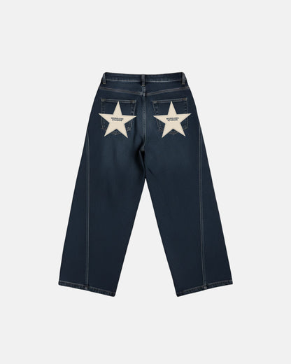 WORDLESS PARIS Women's Stars Denim Baggy Pants