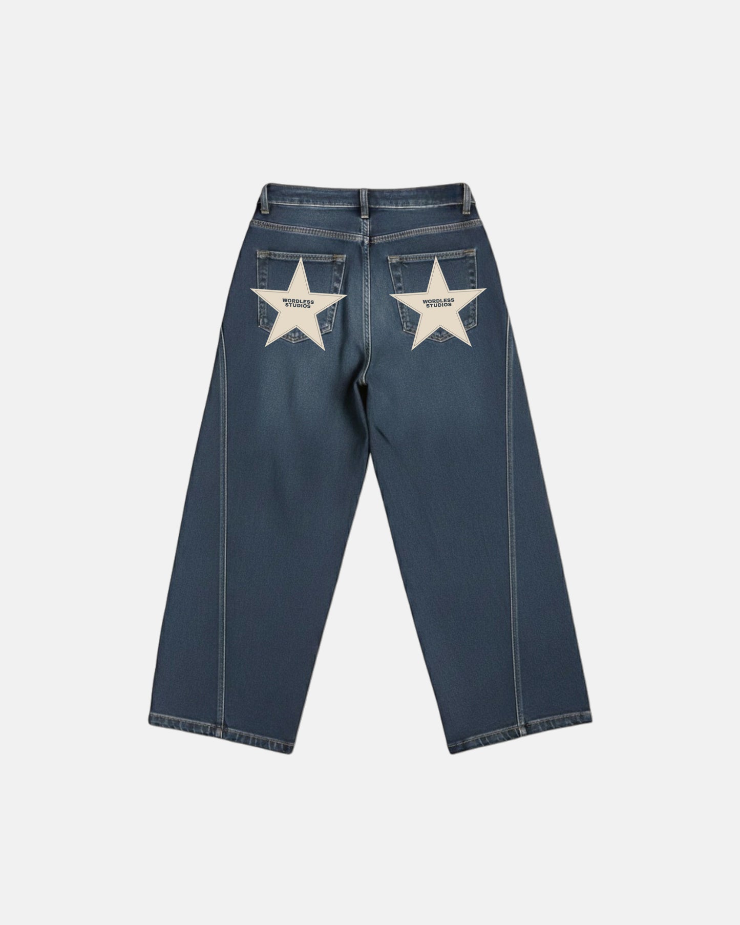 WORDLESS PARIS Women's Stars Denim Baggy Pants