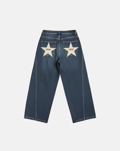 WORDLESS PARIS Women's Stars Denim Baggy Pants