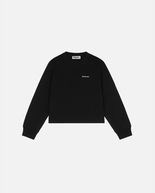 WORDLESS ICONIC Minimal Ribbed Cropped Longsleeve Tee