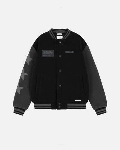 WORDLESS ICONIC TEDDY VARSITY JACKET